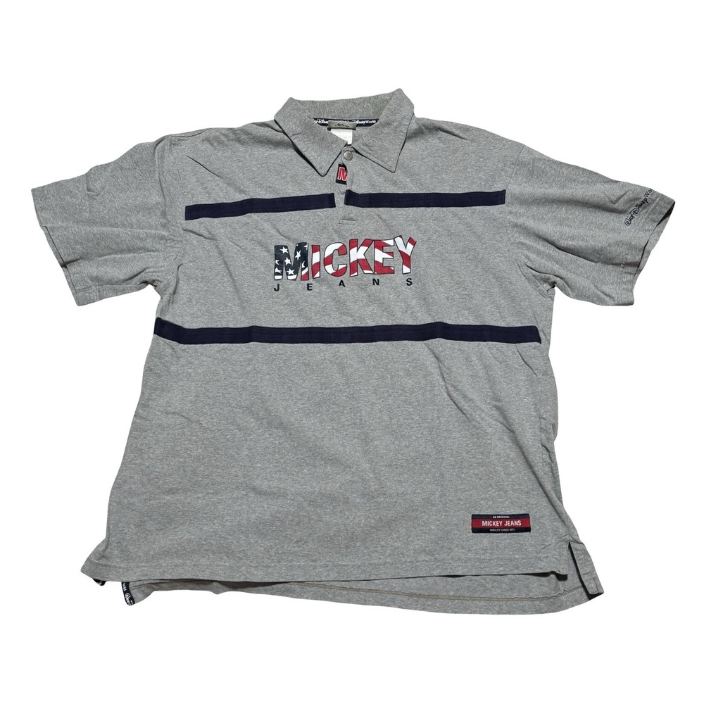 Vintage Walt Disney World Mickey Mouse Polo Shirt Gray *Stained* Size XL 24 x 30